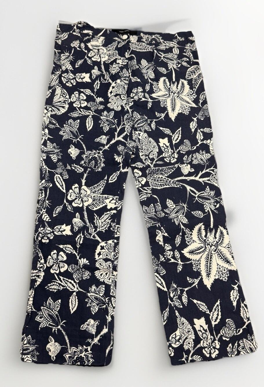 Isabel Marant Tropical Flower Printed Cropped Pants Linen Blend Sz 36 EU US 28